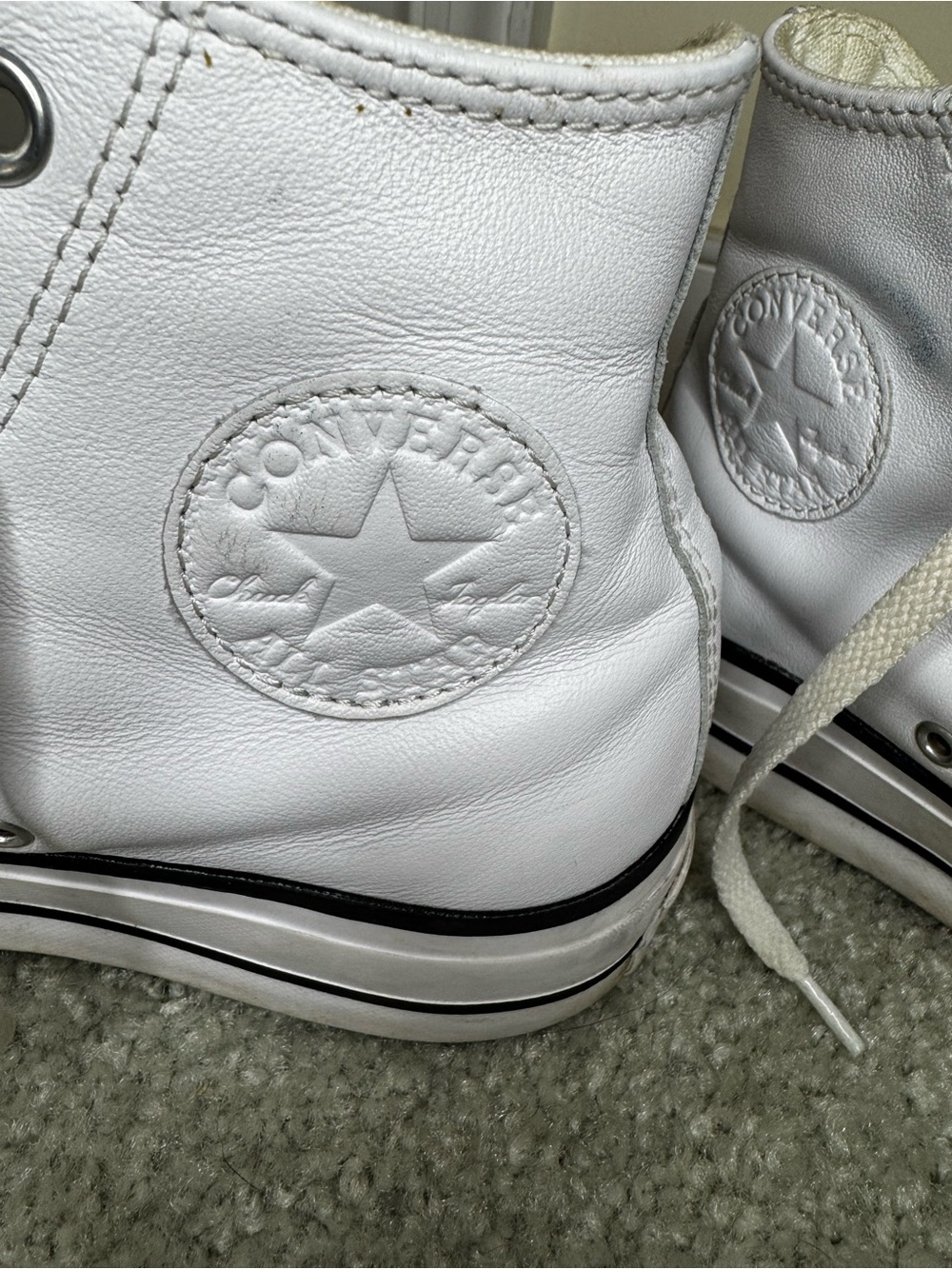 Converse White Leather High Top Sneakers M6/W8